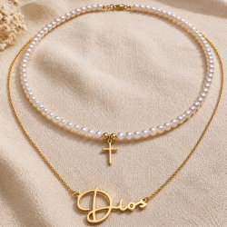 Collar Doble Cruz + Dios